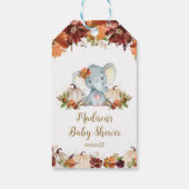 Fall Floral Pumpkins Niedlich Elephant Baby Dusche Geschenkanhänger (Rückseite)