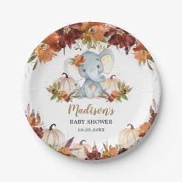 Fall Floral Pumpkins Niedlich Elephant Baby Dusche Pappteller