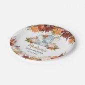 Fall Floral Pumpkins Niedlich Elephant Baby Dusche Pappteller (Schrägansicht)