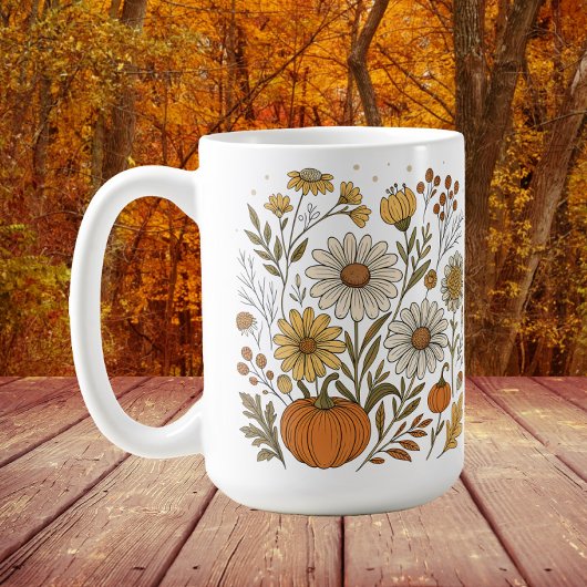 Fall Floral Pumpkins Wildblumen Dekoration Kaffeetasse