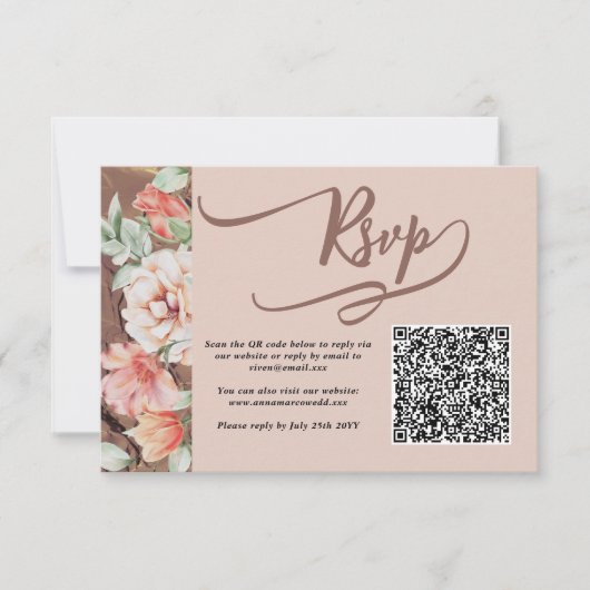 Fall Floral QR Code Response Card UAWG RSVP Karte (Vorderseite)
