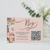 Fall Floral QR Code Response Card UAWG RSVP Karte (Stehend Vorderseite)