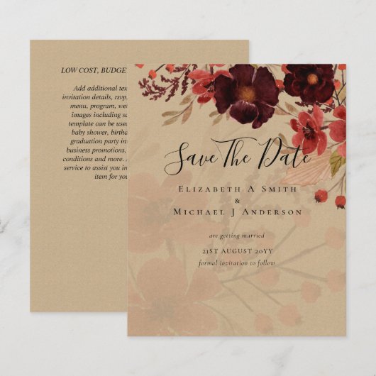 Fall Floral RETT DATES Terracotta Burgundy Red (Vorne/Hinten)