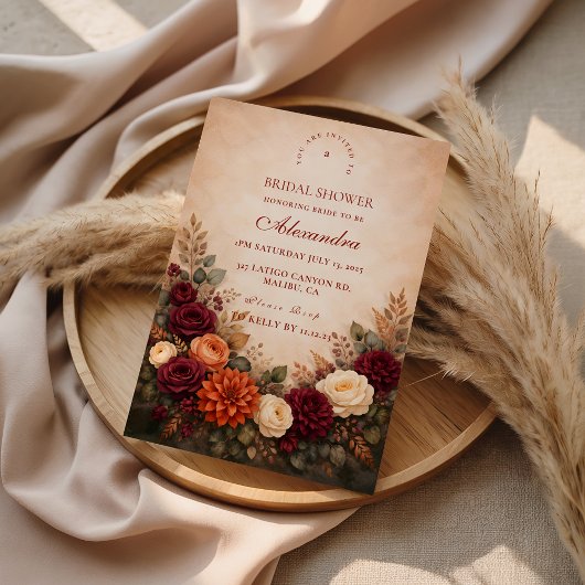 Fall Floral Romance Bridal Shower Einladung