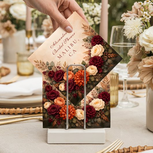 Fall Floral Romance Bridal Shower Serviette