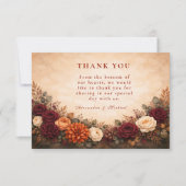 Fall Floral Romance Wedding Dankeskarte (Vorderseite)