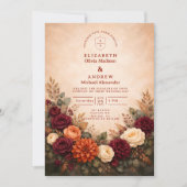 Fall Floral Romance Wedding Einladung (Vorderseite)
