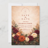 Fall Floral Romance Wedding Save The Date (Vorderseite)