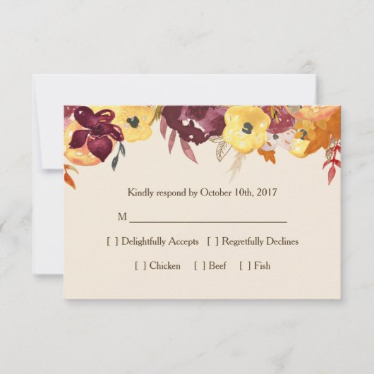 Fall Floral RSVP Card für Hochzeit oder Brautparty Karte (Vorderseite)