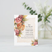 Fall Floral Ruskin Pumpkin Friendsgiving Einladung (Stehend Vorderseite)