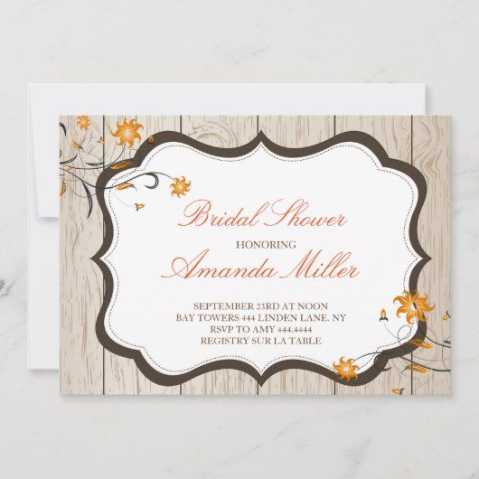 Fall Floral Rustic Bridal Dusche Einladungen (Vorderseite)
