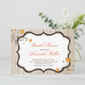 Fall Floral Rustic Bridal Dusche Einladungen (Stehend Vorderseite)
