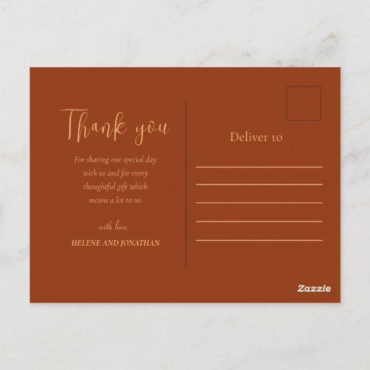 Fall Floral Rustic Hochzeit Vielen Dank Postkarte (Rückseite)