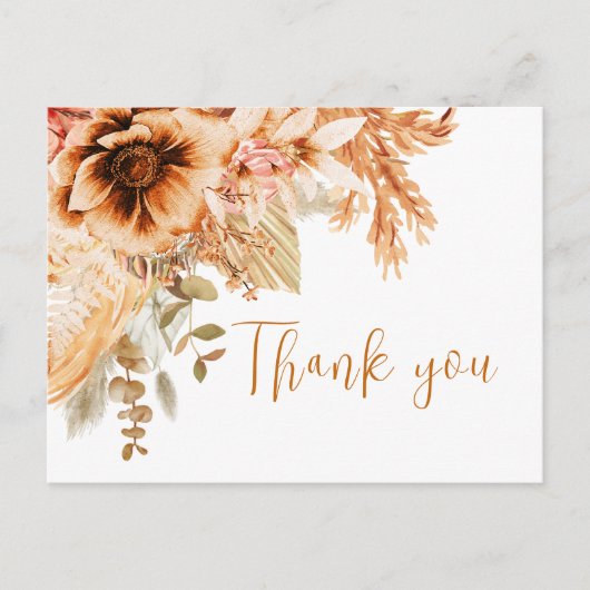 Fall Floral Rustic Hochzeit Vielen Dank Postkarte (Vorderseite)