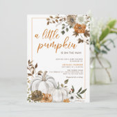 Fall Floral Rustic Pumpkin Baby Dusche Einladung (Stehend Vorderseite)