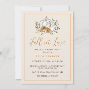 Fall Floral Rustikales weißes Pumpkin-Brautparty Einladung