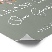 Fall Floral Sage Green Wedding Guest Book Sign Poster (Ecke)