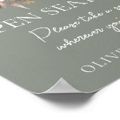 Fall Floral Sage Green Wedding Open Seating Zeiche Poster (Ecke)