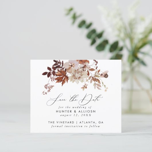Fall Floral Save the Date (Stehend Vorderseite)