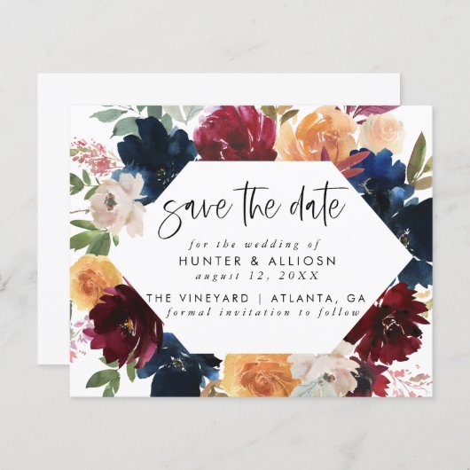 Fall Floral Save the Date (Vorne/Hinten)
