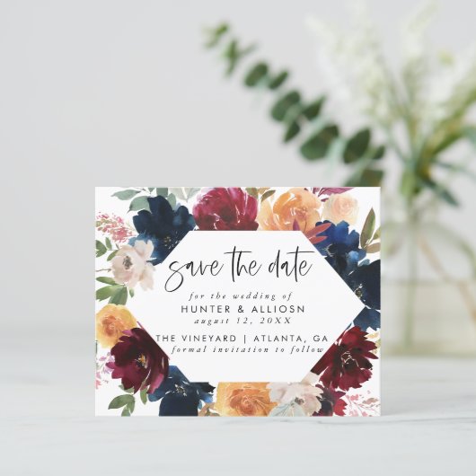 Fall Floral Save the Date (Stehend Vorderseite)