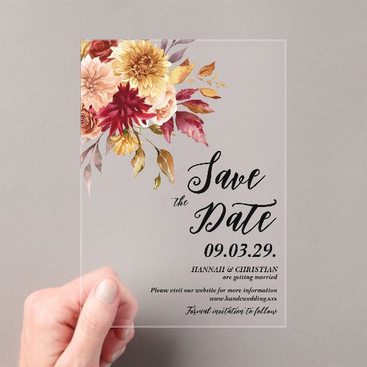 Fall Floral Save the date Acryleinladungen (Insitu (Handheld))