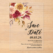 Fall Floral Save the date Acryleinladungen (Vorderseite)