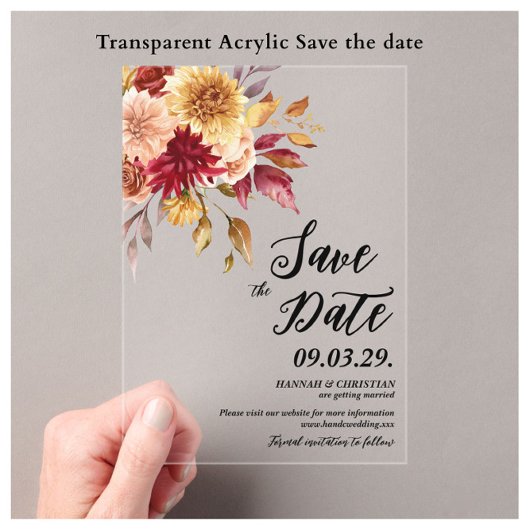Fall Floral Save the date Acryleinladungen