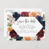 Fall Floral Save the Date Postkarte (Vorne/Hinten)