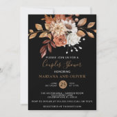 Fall Floral Schwarze Paare Dusche Einladung (Vorderseite)