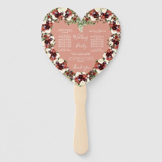 Fall Floral Soft Terracotta Cream Burgund Herz Fächer (Rückseite)