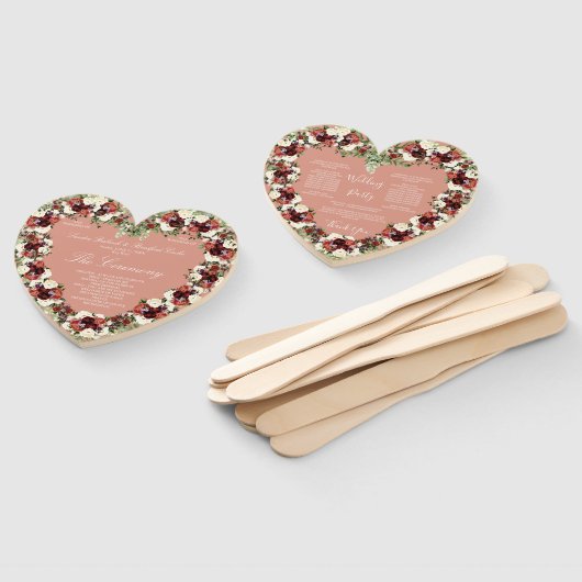 Fall Floral Soft Terracotta Cream Burgund Herz Fächer (Non-assembled)