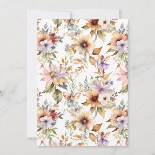 Fall Floral Sonnenblume Fairy Daisy Girl Babydusch Einladung (Rückseite)