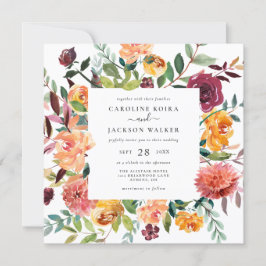 Fall Floral Square Hochzeit Einladung
