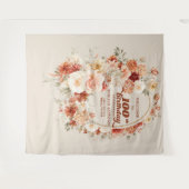 Fall floral terracotta blush groovy 100th birthday wandteppich (Vorderseite (Horizontal))