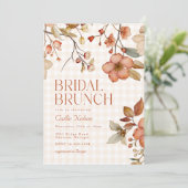 Fall Floral Terracotta Brautparty Brunch Einladung (Stehend Vorderseite)