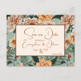 Fall Floral Terracotta Sage Blush Hochzeit Ankündigungspostkarte