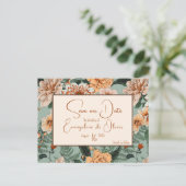 Fall Floral Terracotta Sage Blush Hochzeit Ankündigungspostkarte (Stehend Vorderseite)