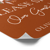Fall Floral Terracotta Wedding Guest Book Sign Poster (Ecke)