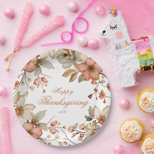 Fall Floral Thanksgiving  Pappteller (Party)