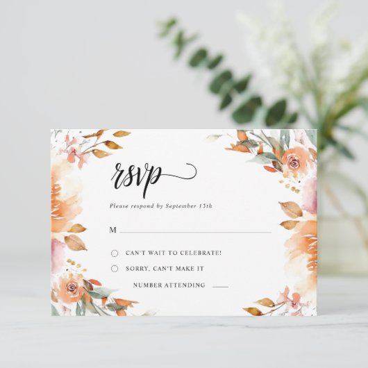 Fall Floral UAWG Wedding Card Dankeskarte (Stehend Vorderseite)