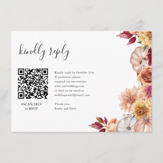 Fall Floral UAWG Wedding QR CODE Details auf der R Begleitkarte (Vorderseite)