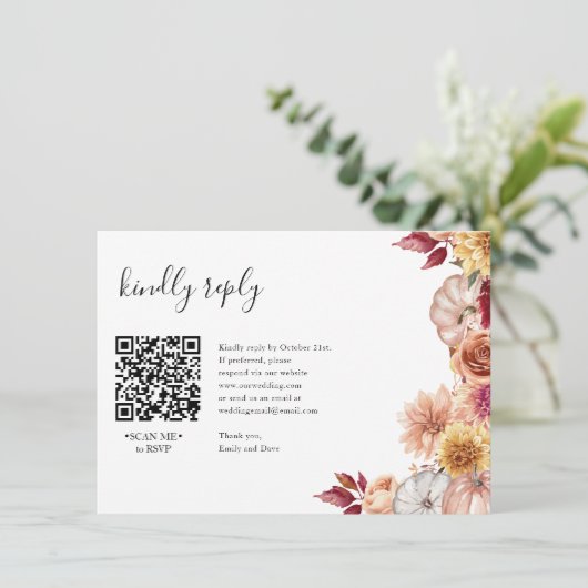 Fall Floral UAWG Wedding QR CODE Details auf der R Begleitkarte (Stehend Vorderseite)