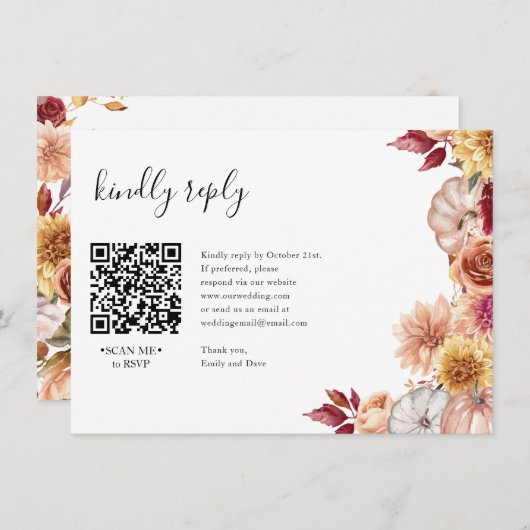 Fall Floral UAWG Wedding QR CODE Details auf der R Begleitkarte (Vorne/Hinten)