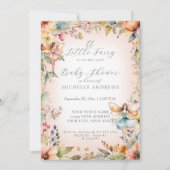 Fall Floral verzaubert Fairy Pink Girl Babydusche Einladung (Vorderseite)