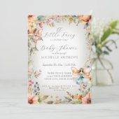 Fall Floral verzaubert Feengebäck Mädchen Babydusc Einladung (Stehend Vorderseite)