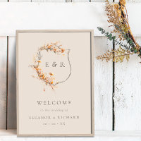 Fall Floral Wappen Monogram Wedding Welcome