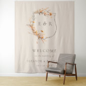 Fall Floral Wappen Monogram Wedding Welcome Wandteppich