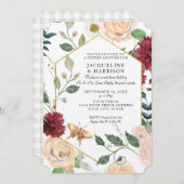 Fall Floral Wasserfarbe Marsala Kraft Doppeldusche Einladung (Vorne/Hinten)