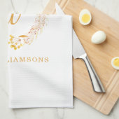 Fall Floral Wasserfarbe Rustikale Personalisierte  Geschirrtuch (Viertel Falte)